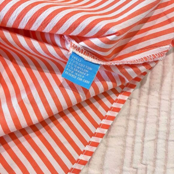J. McLaughlin Striped Poplin Cotton Collared Blouse Top Womens M Orange White - Picture 8 of 10